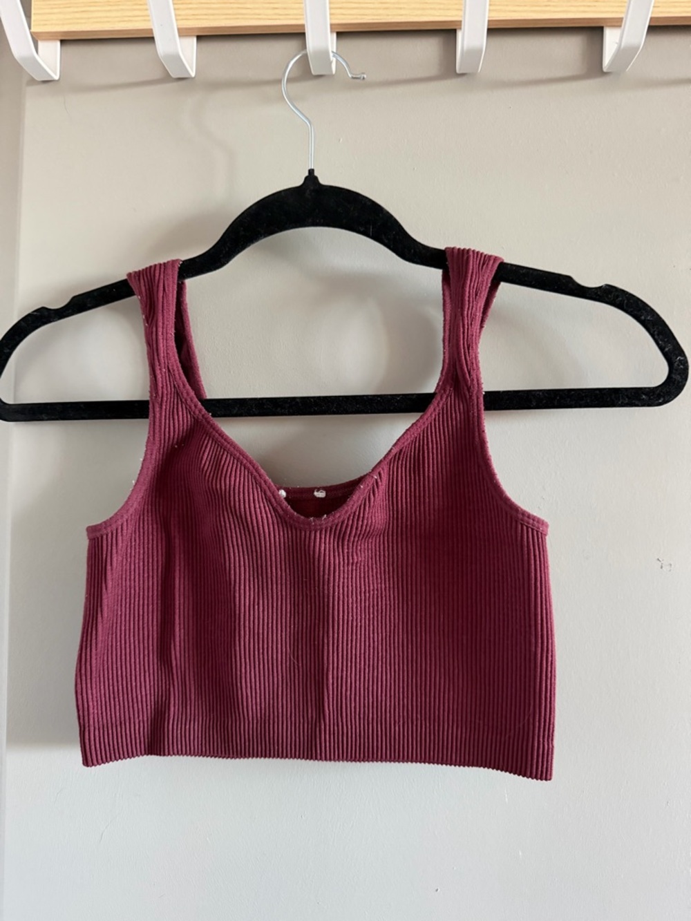 Cotton On Ribbed Crop Tank in Wine